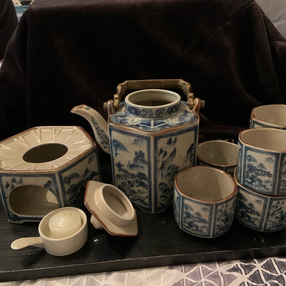 Blue and White Porcelain Tea Set